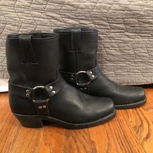 FRYE Harness 8 R Black Leather Motorcycle Boots 10